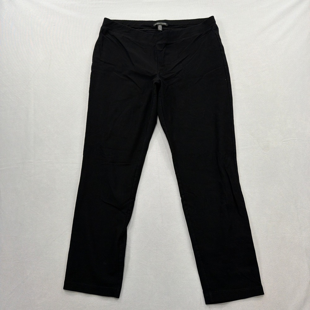 Eileen Fisher Pants Stretch Crepe Slim Ankle Pull On Black Womens Size SP - Picture 1 of 8
